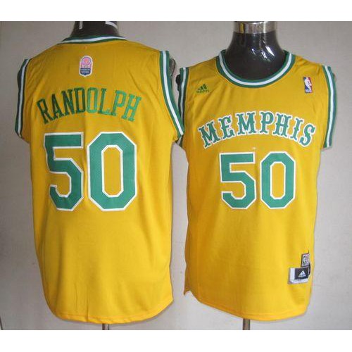 Memphis Grizzlies #50 Zach Randolph Yellow ABA Hardwood Classic Stitched Jersey Mens