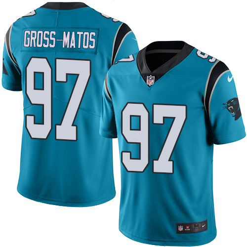 Carolina Panthers #97 Yetur Gross-Matos Blue Men's Stitched Limited Rush Jersey Men's