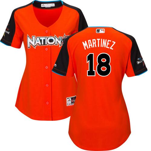 St.Louis Cardinals #18 Carlos Martinez Orange 2017 All-Star National League Women's Stitched Jersey Womens