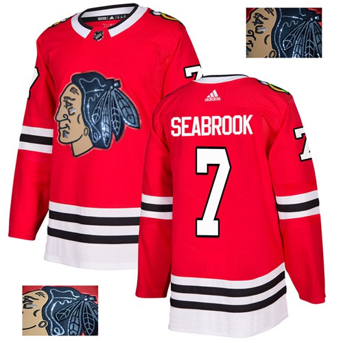 Adidas Chicago Blackhawks #7 Brent Seabrook Red Home Authentic Fashion Gold Stitched Jersey Men's