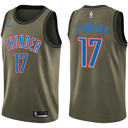 Oklahoma City Thunder #17 Dennis Schroder Green Swingman Salute to Service Jersey Mens