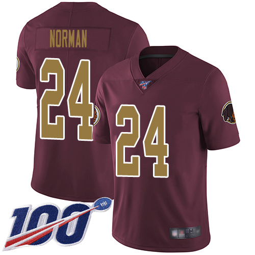 Washington Commanders #24 Josh Norman Burgundy Red Alternate Men's Stitched 100th Season Vapor Limited Jersey Men's