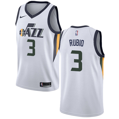 Utah Jazz #3 Ricky Rubio White Youth Swingman Association Edition Jersey Youth