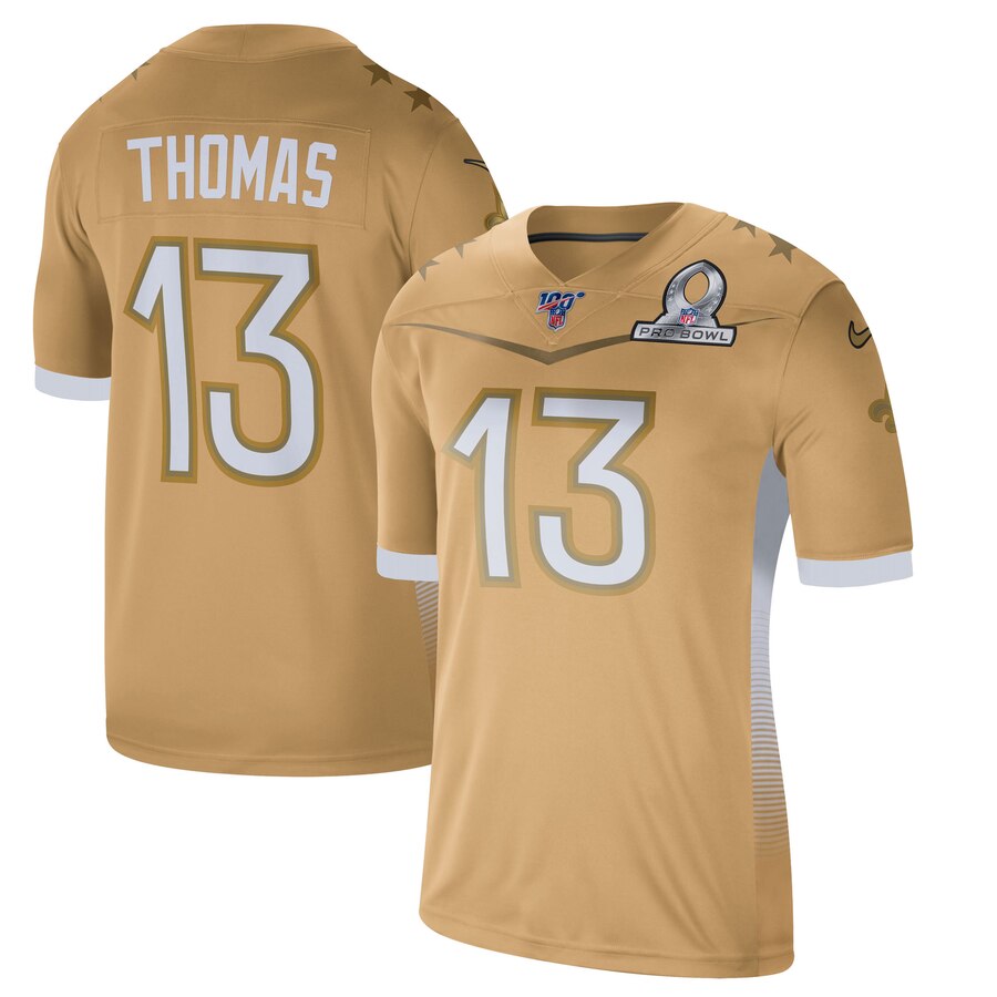 New Orleans Saints #13 Michael Thomas Men's 2020 NFC Pro Bowl Game Jersey Gold