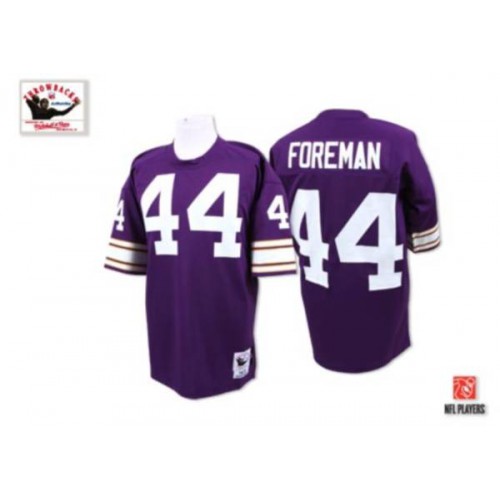 Mitchell and Ness Minnesota Vikings #44 Chuck Foreman Purple Stitched Throwback Jersey Men's