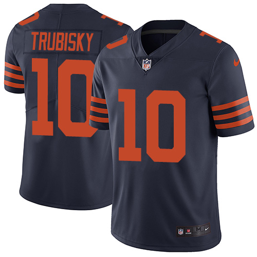 Chicago Bears #10 Mitchell Trubisky Navy Blue Alternate Men's Stitched Vapor Untouchable Limited Jersey Men's