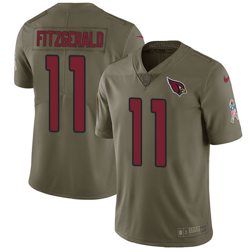Cardinals #11 Larry Fitzgerald Olive Men's Stitched Limited 2017 Salute To Service Jersey