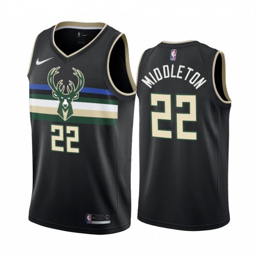 Milwaukee Bucks #22 Khris Middleton Black 2019-20 Statement Edition Jersey Mens