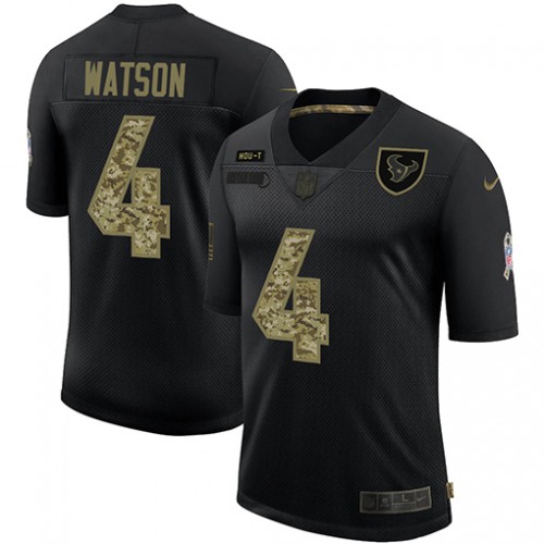 Houston Houston Texans #4 Deshaun Watson Men's 2020 Salute To Service Camo Limited Jersey Black Men's
