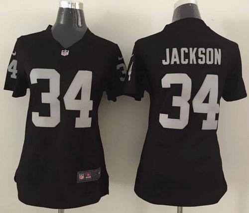 Raiders #34 Bo Jackson Black Team Color Women's Stitched Elite Jersey