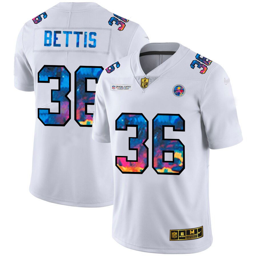 Pittsburgh Steelers #36 Jerome Bettis Men's White Multi-Color 2020 Crucial Catch Limited Jersey