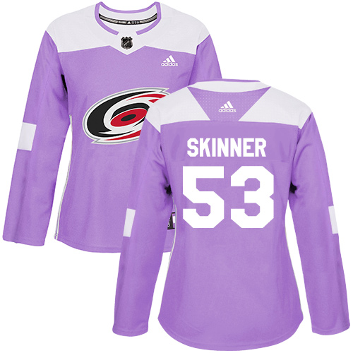 Adidas Carolina Hurricanes #53 Jeff Skinner Purple Authentic Fights Cancer Women's Stitched Jersey Womens