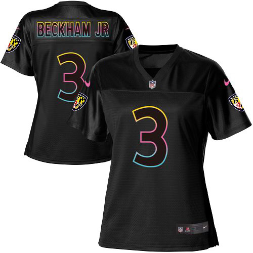 Ravens #3 Odell Beckham Jr. Black Women's Fashion Game Jersey