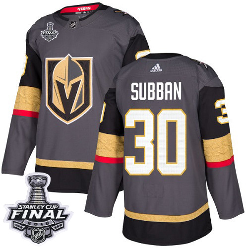 Adidas Golden Vegas Golden Knights #30 Malcolm Subban Grey Home Authentic 2018 Stanley Cup Final Stitched Jersey Men's