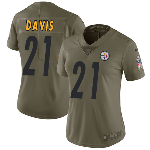 Pittsburgh Steelers #21 Sean Davis Olive Women's Stitched Limited 2017 Salute to Service Jersey Womens