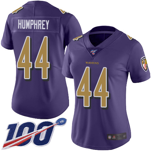 Baltimore Ravens #44 Marlon Humphrey Purple Women's Stitched Limited Rush 100th Season Jersey Womens