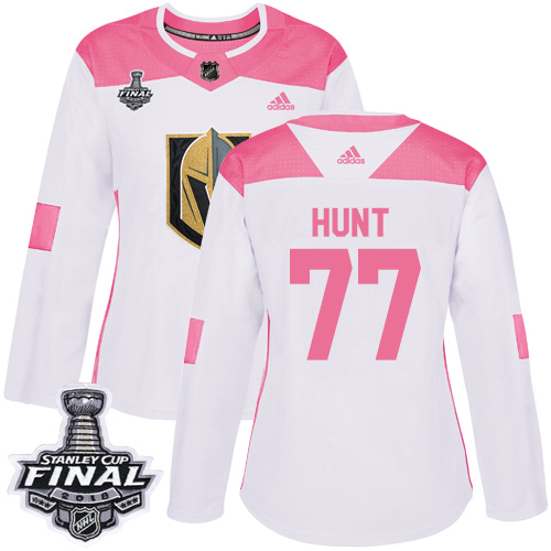 Adidas Golden Vegas Golden Knights #77 Brad Hunt White/Pink Authentic Fashion 2018 Stanley Cup Final Women's Stitched Jersey Womens