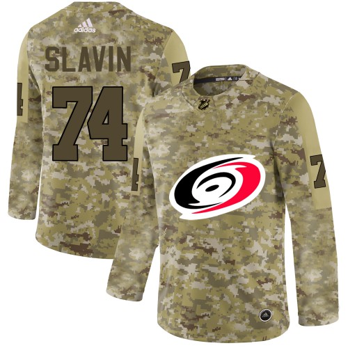 Adidas Carolina Hurricanes #74 Jaccob Slavin Camo Authentic Stitched Jersey Men's