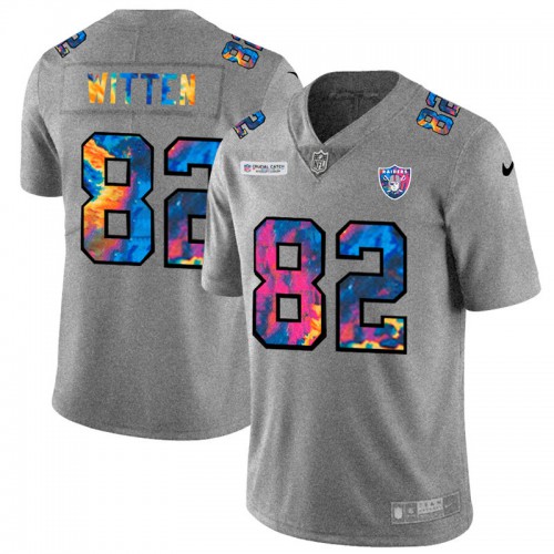 Las Vegas Las Vegas Raiders #82 Jason Witten Men's Multi-Color 2020 Crucial Catch Jersey Greyheather Men's