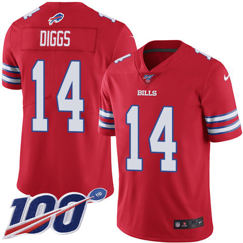 Bills #14 Stefon Diggs Red Men's Stitched Limited Rush 100th Season Jersey