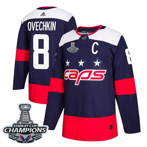 Adidas Washington Capitals #8 Alex Ovechkin Navy Authentic 2018 Stadium Series Stanley Cup Final Champions Stitched Youth Jersey Youth