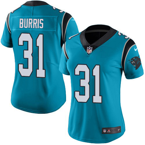 Carolina Panthers #31 Juston Burris Blue Alternate Women's Stitched Vapor Untouchable Limited Jersey Womens