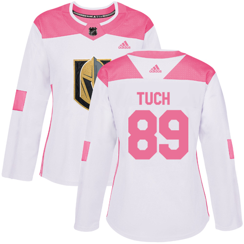 Adidas Golden Vegas Golden Knights #89 Alex Tuch White/Pink Authentic Fashion Women's Stitched Jersey Womens