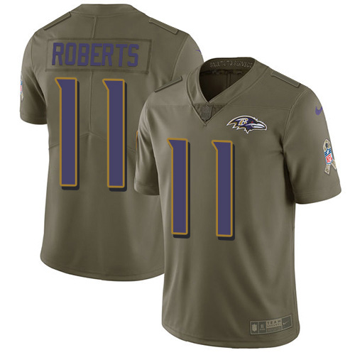 Baltimore Ravens #11 Seth Roberts Olive Men's Stitched Limited 2017 Salute To Service Jersey Men's