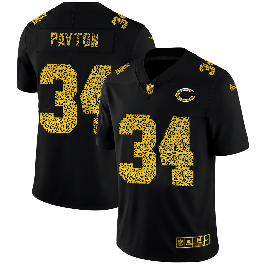Chicago Bears #34 Walter Payton Men's Leopard Print Fashion Vapor Limited Jersey Black
