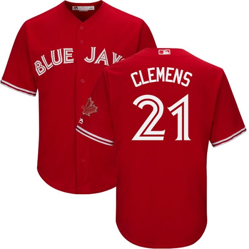 Toronto Blue Jays #21 Roger Clemens Red Cool Base Canada Day Stitched Youth Jersey Youth