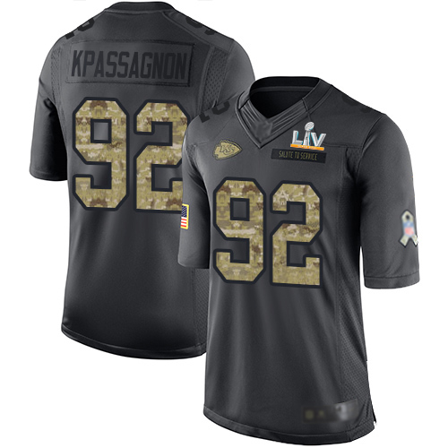 Kansas City Chiefs #92 Tanoh Kpassagnon Black Men's Super Bowl LV Bound Stitched Limited 2016 Salute to Service Jersey Men's
