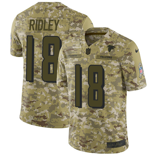 Falcons #18 Calvin Ridley Camo Men's Stitched Limited 2018 Salute To Service Jersey