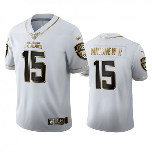 Jacksonville Jacksonville Jaguars #15 Gardner Minshew II Men's White Golden Edition Vapor Limited 100 Jersey Men's