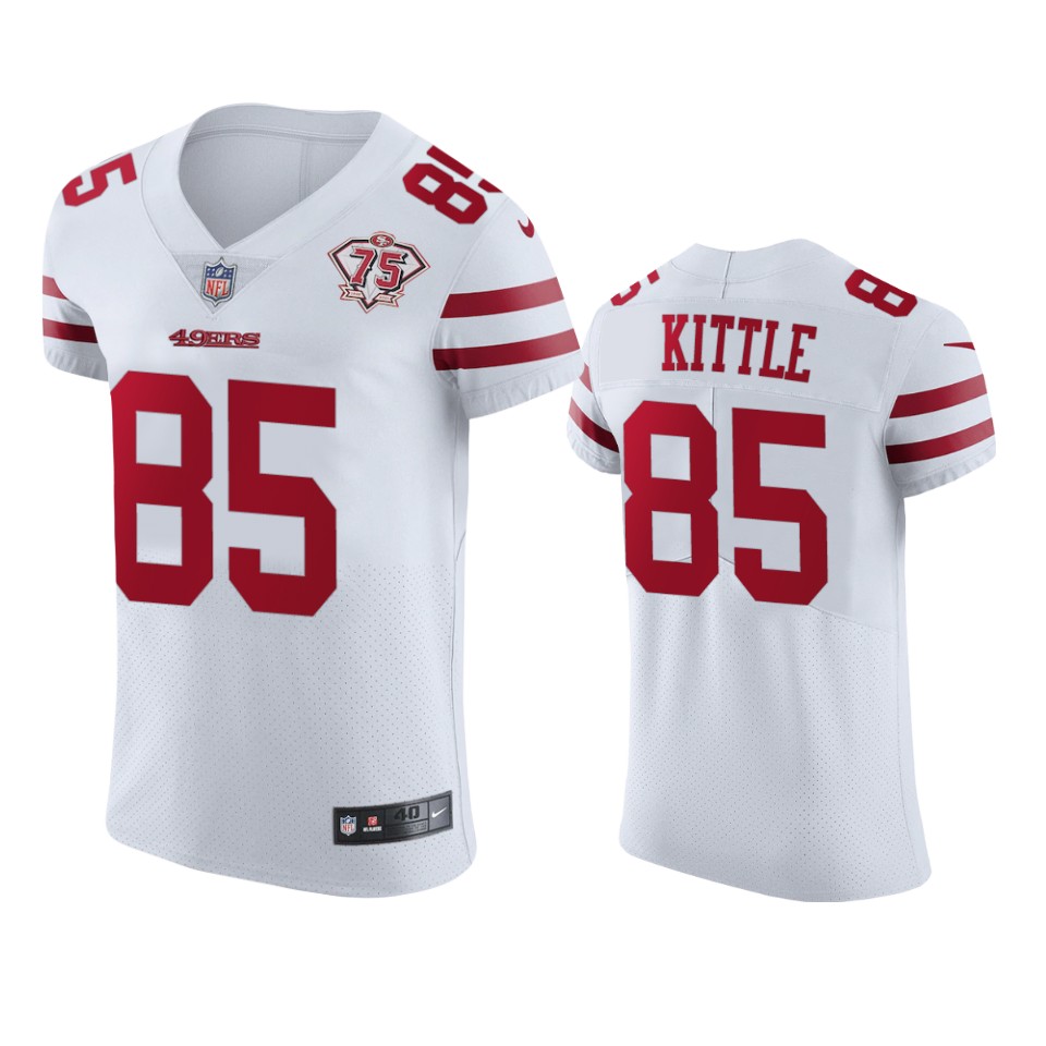 49ers #85 George Kittle White Men's 75th Anniversary Stitched Vapor Untouchable Elite Jersey