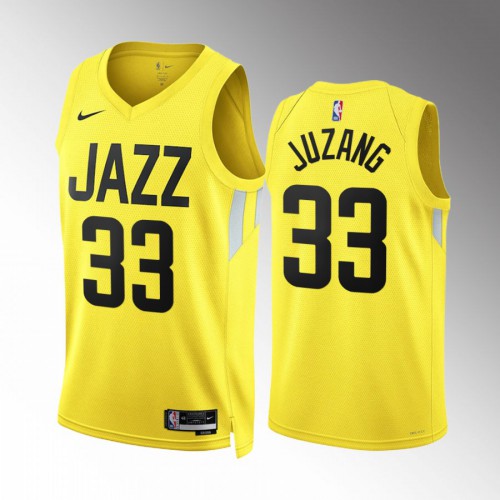 Utah Utah Jazz #33 Johnny Juzang Mens Yellow 2022-23 Icon Edition Jersey Mens