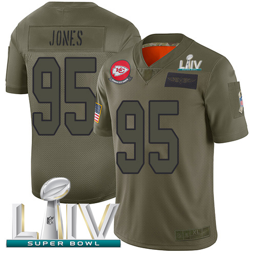 Chiefs #95 Chris Jones Camo Super Bowl LIV 2020 Men's Stitched Limited 2019 Salute To Service Jersey