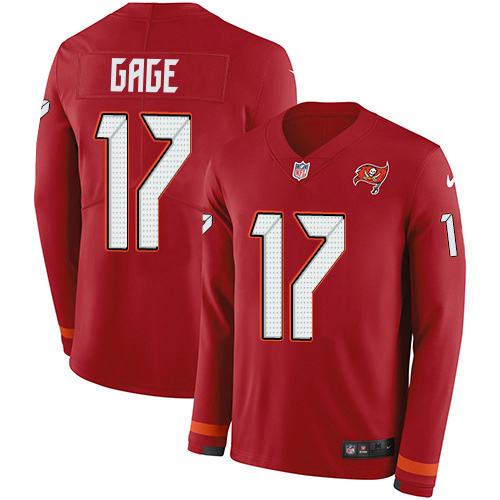 Buccaneers #17 Russell Gage Red Team Color Men's Stitched Limited Therma Long Sleeve Jersey