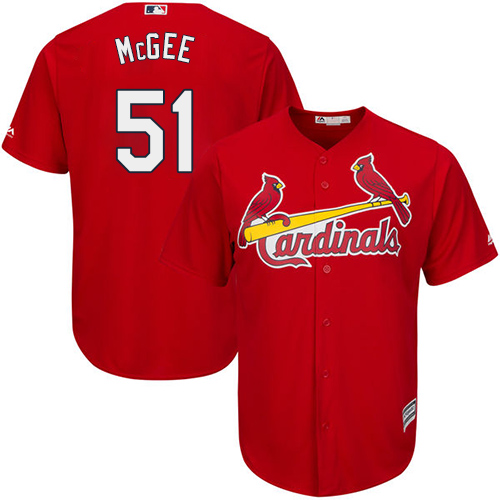 St.Louis Cardinals #51 Willie McGee Red Cool Base Stitched Youth Jersey Youth