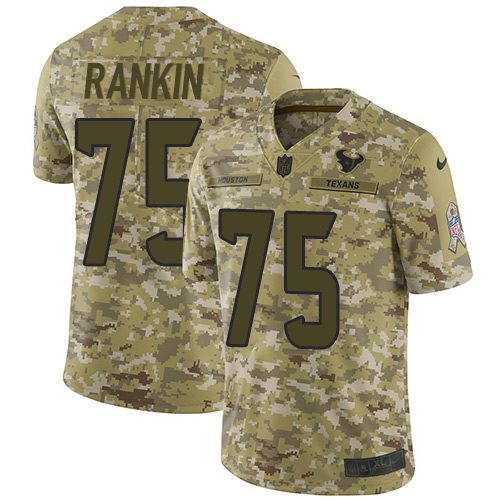 Houston Texans #75 Martinas Rankin Camo Men's Stitched Limited 2018 Salute To Service Jersey Men's