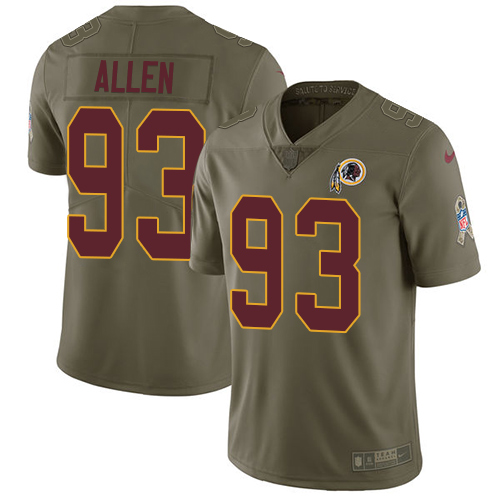 Commanders #93 Jonathan Allen Olive Youth Stitched Limited 2017 Salute To Service Jersey