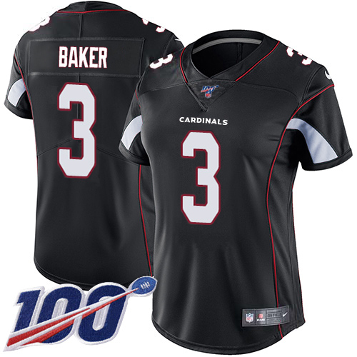 Cardinals #3 Budda Baker Black Alternate Women's Stitched 100th Season Vapor Untouchable Limited Jersey