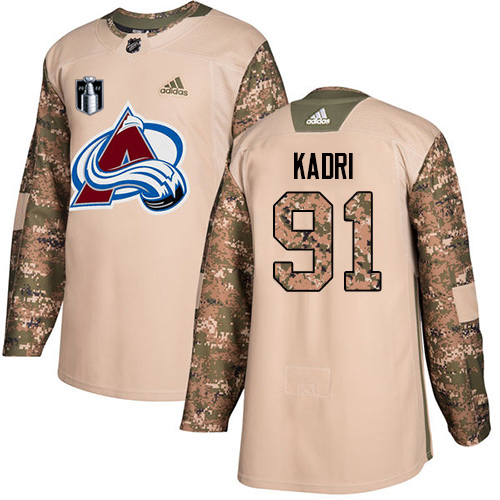 Adidas Colorado Avalanche #91 Nazem Kadri Camo Youth 2022 Stanley Cup Final Patch Authentic Veterans Day Stitched Jersey Youth