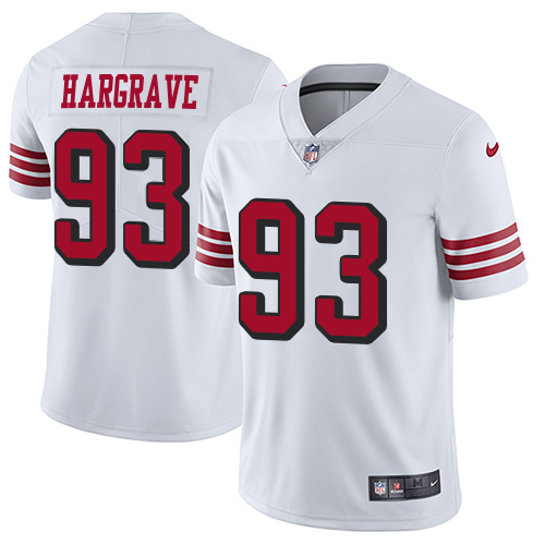 49ers #93 Javon Hargrave White Rush Youth Stitched Vapor Untouchable Limited Jersey
