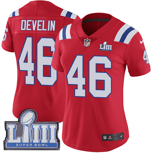 New England Patriots #46 James Develin Red Alternate Super Bowl LIII Bound Women's Stitched Vapor Untouchable Limited Jersey Womens