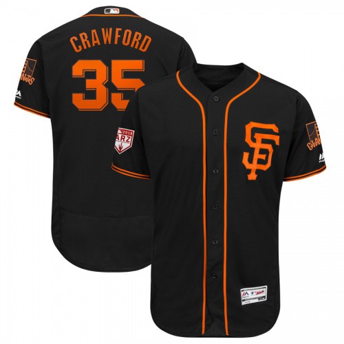 San Francisco Giants #35 Brandon Crawford Black 2019 Spring Training Flex Base Stitched Jersey Men's