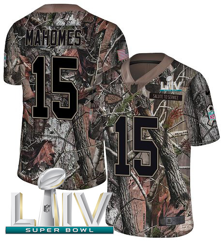 Chiefs #15 Patrick Mahomes Camo Super Bowl LIV 2020 Men's Stitched Limited Rush Realtree Jersey