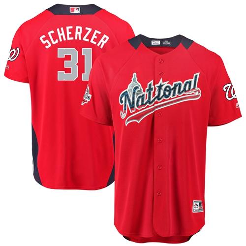 Washington Nationals #31 Max Scherzer Red 2018 All-Star National League Stitched Jersey Men's