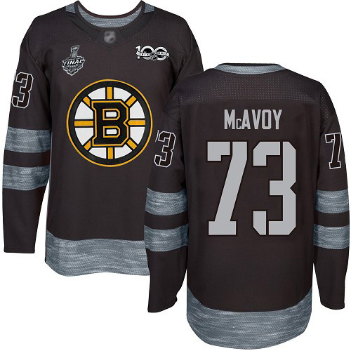Adidas Boston Bruins #73 Charlie McAvoy Black 1917-2017 100th Anniversary Stanley Cup Final Bound Stitched Jersey Men's