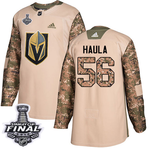 Adidas Golden Vegas Golden Knights #56 Erik Haula Camo Authentic 2017 Veterans Day 2018 Stanley Cup Final Stitched Jersey Men's