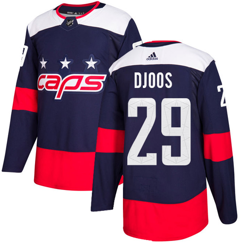Adidas Washington Capitals #29 Christian Djoos Navy Authentic 2018 Stadium Series Stitched Jersey Men's